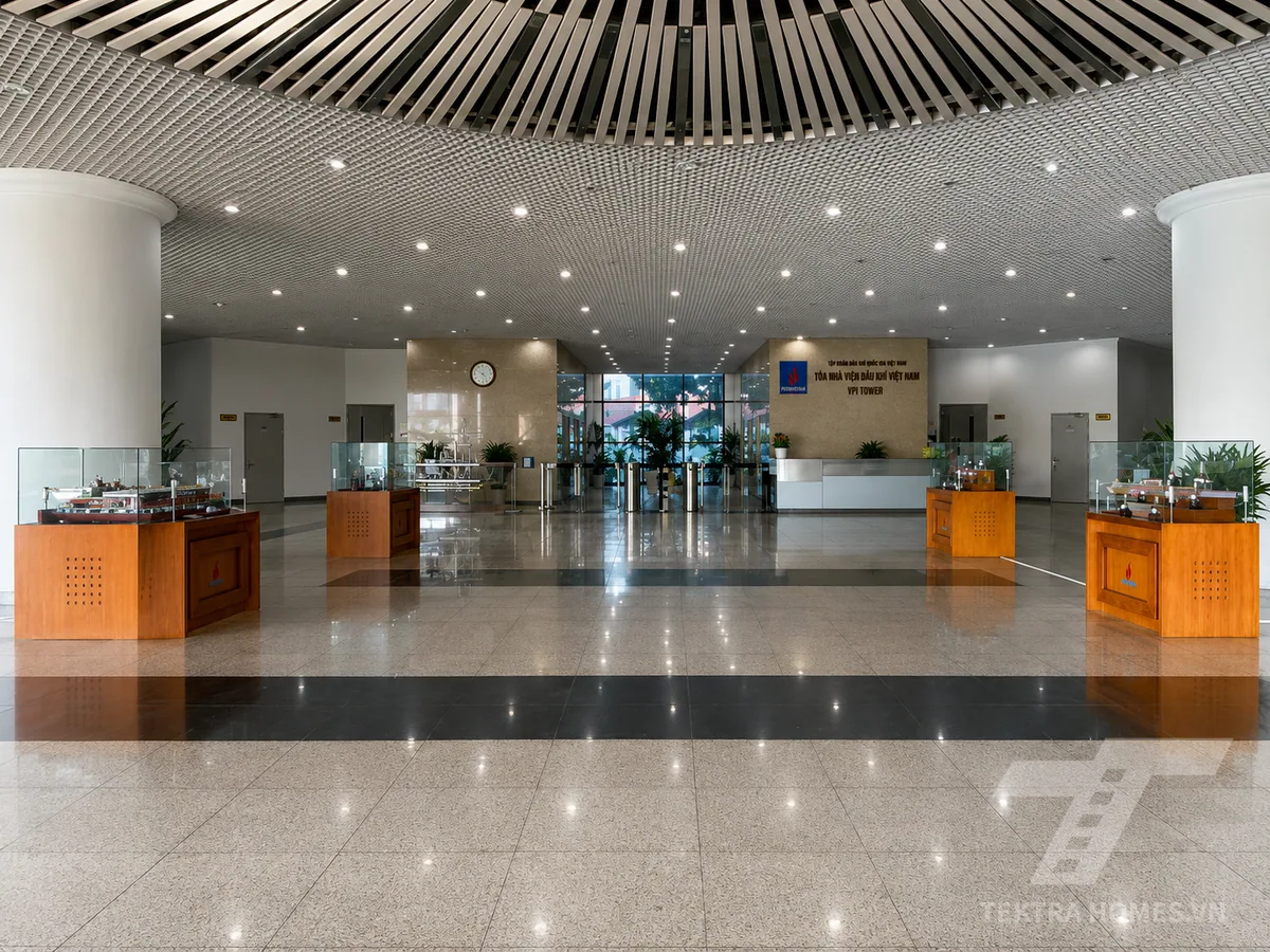 Mặt sảnh tiếp khách tòa VPI Tower 167 Trung Kính
