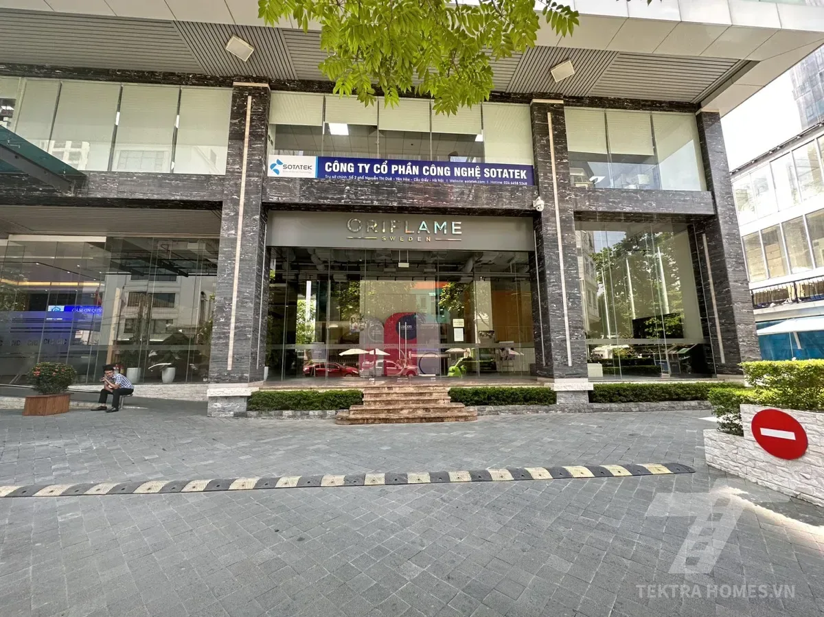 Mặt sảnh ngoài tòa CIC Tower Số 01 Nguyễn Thị Duệ