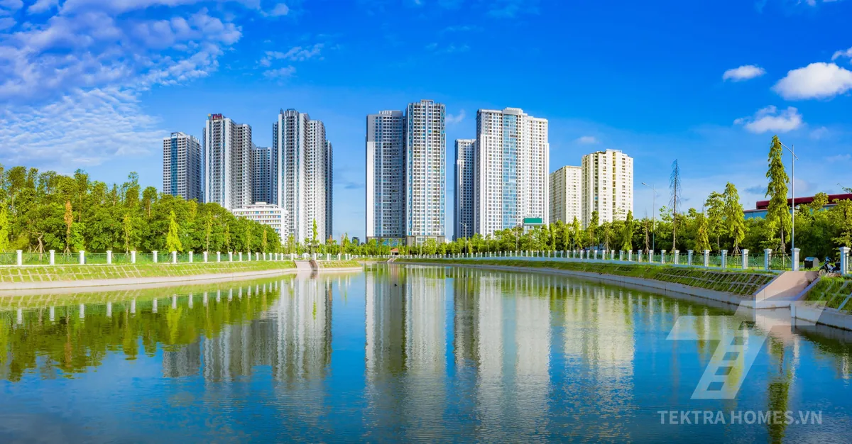 View từ ngoài tòa Goldmark City 136 Hồ Tùng Mậu