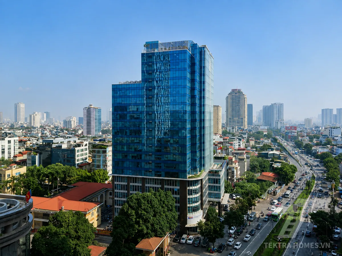 Toàn cảnh mặt trước tòa 319 Bộ Quốc Phòng 63 Lê Văn Lương