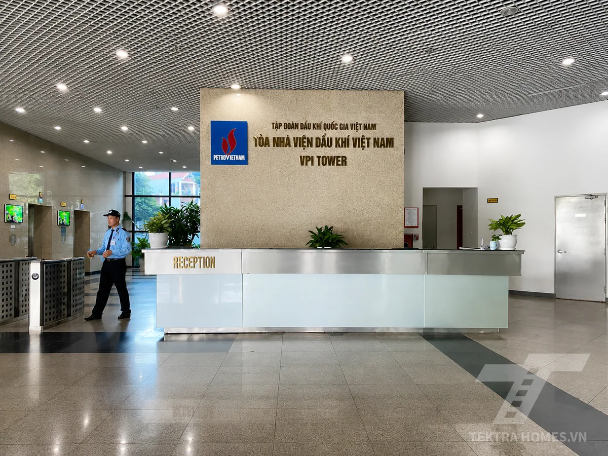 Khu vực lễ tân tòa VPI Tower 167 Trung Kính