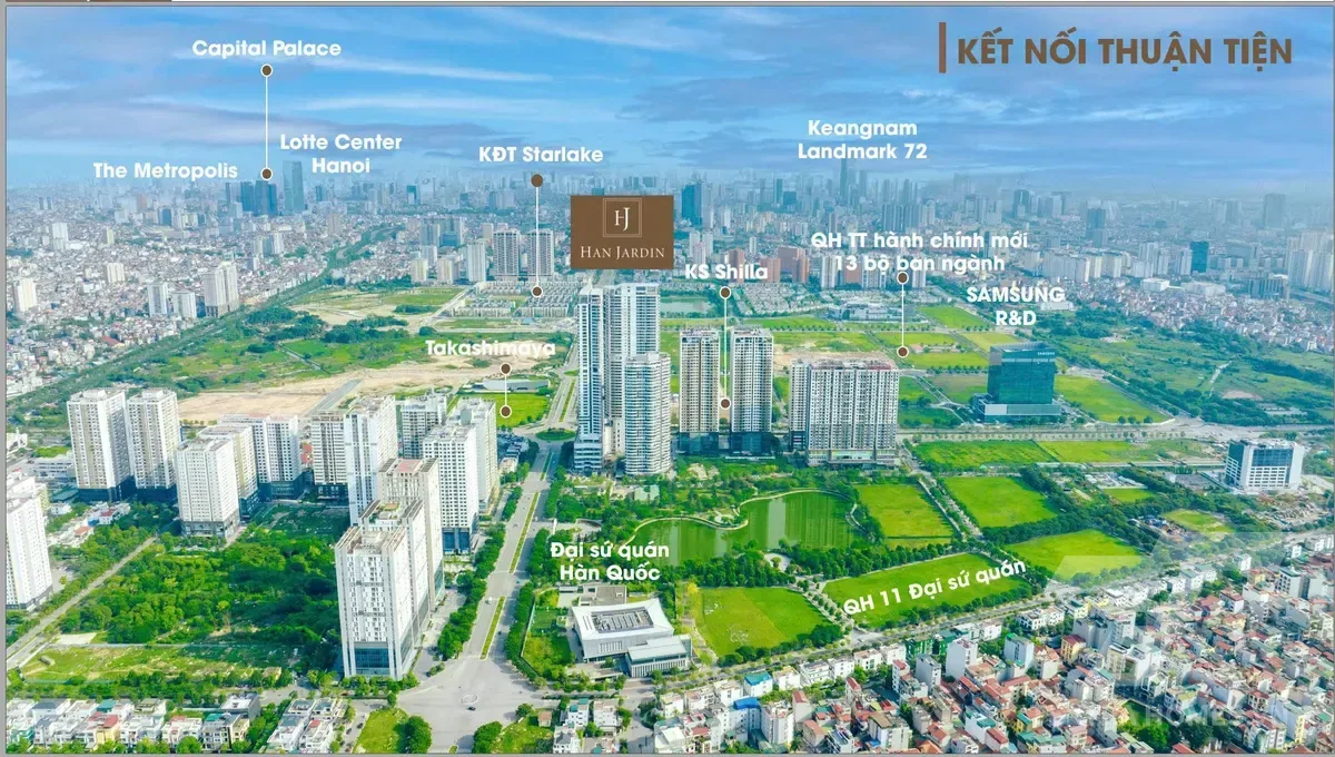 Toàn cảnh xung quanh tòa Han Jardin N01-T6 T7 Ngoại Giao Đoàn