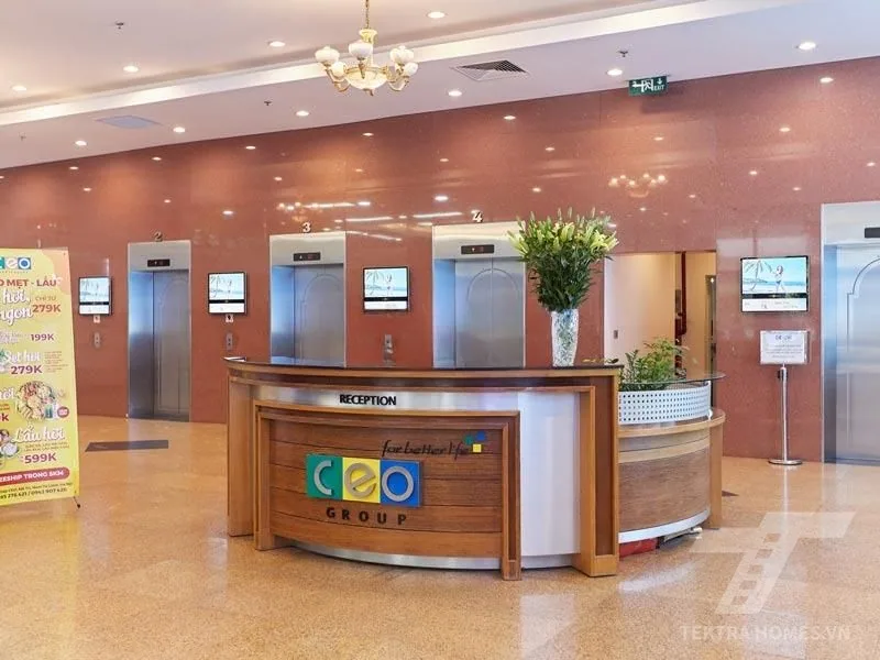 Khu vực lễ tân tòa Ceo Tower Phạm Hùng