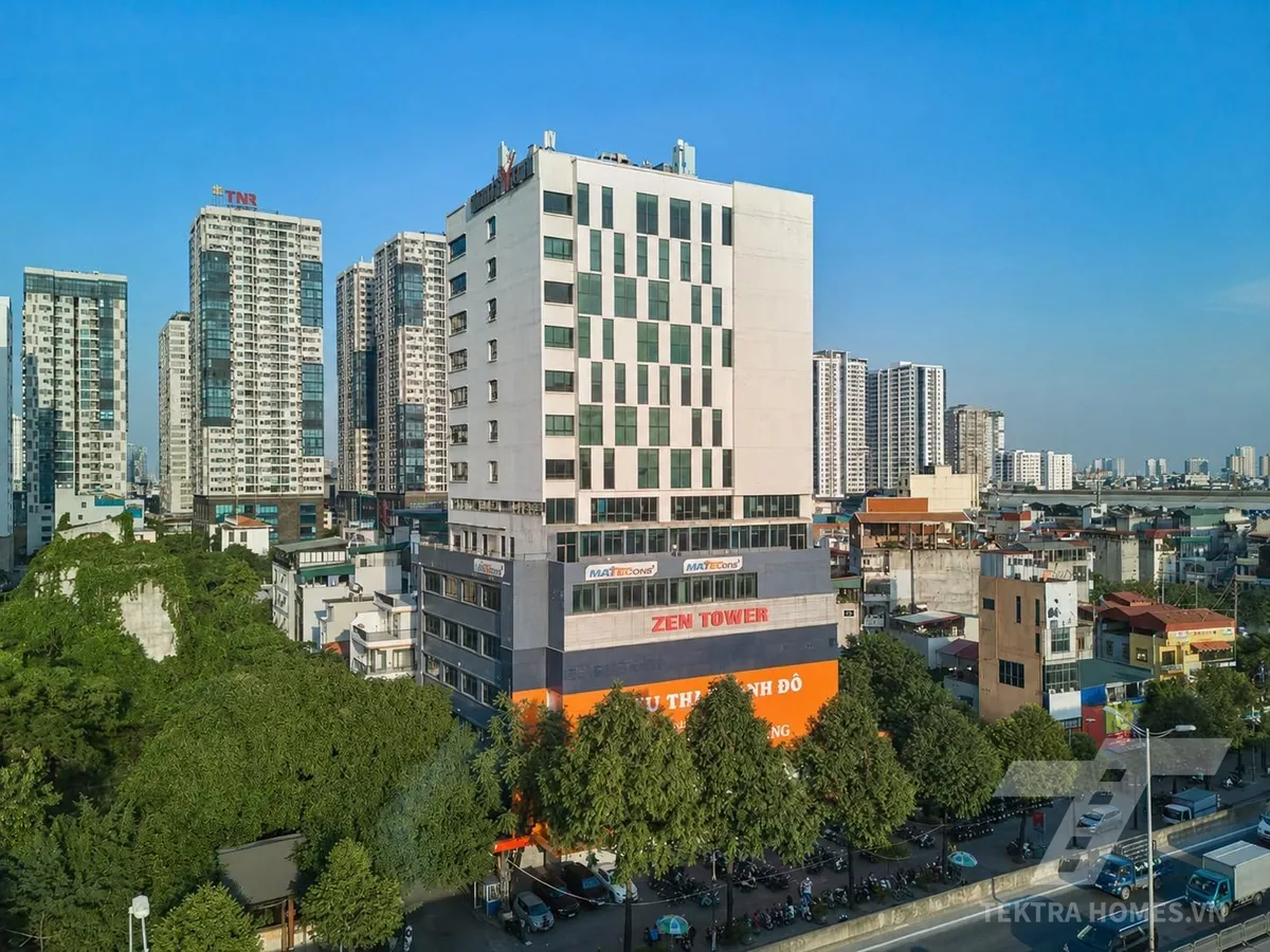 Mặt trước tòa Zen Tower 12 Khuất Duy Tiến