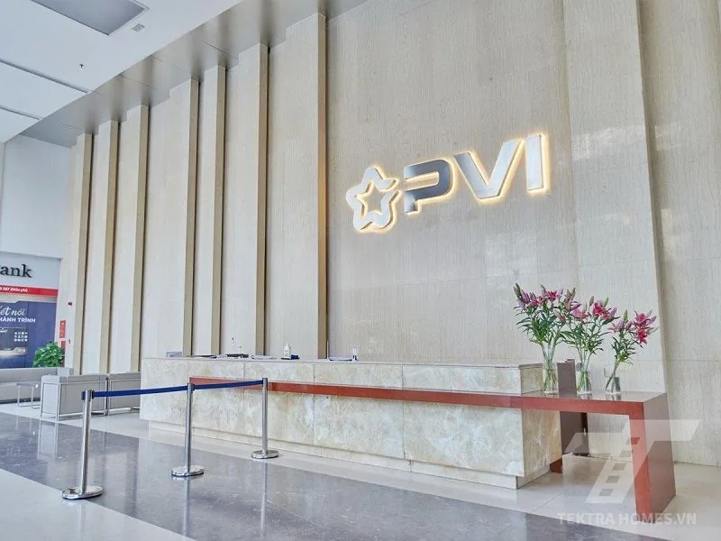 Sảnh lễ tân tòa văn phòng PVI Tower 01 Phạm Văn bạch