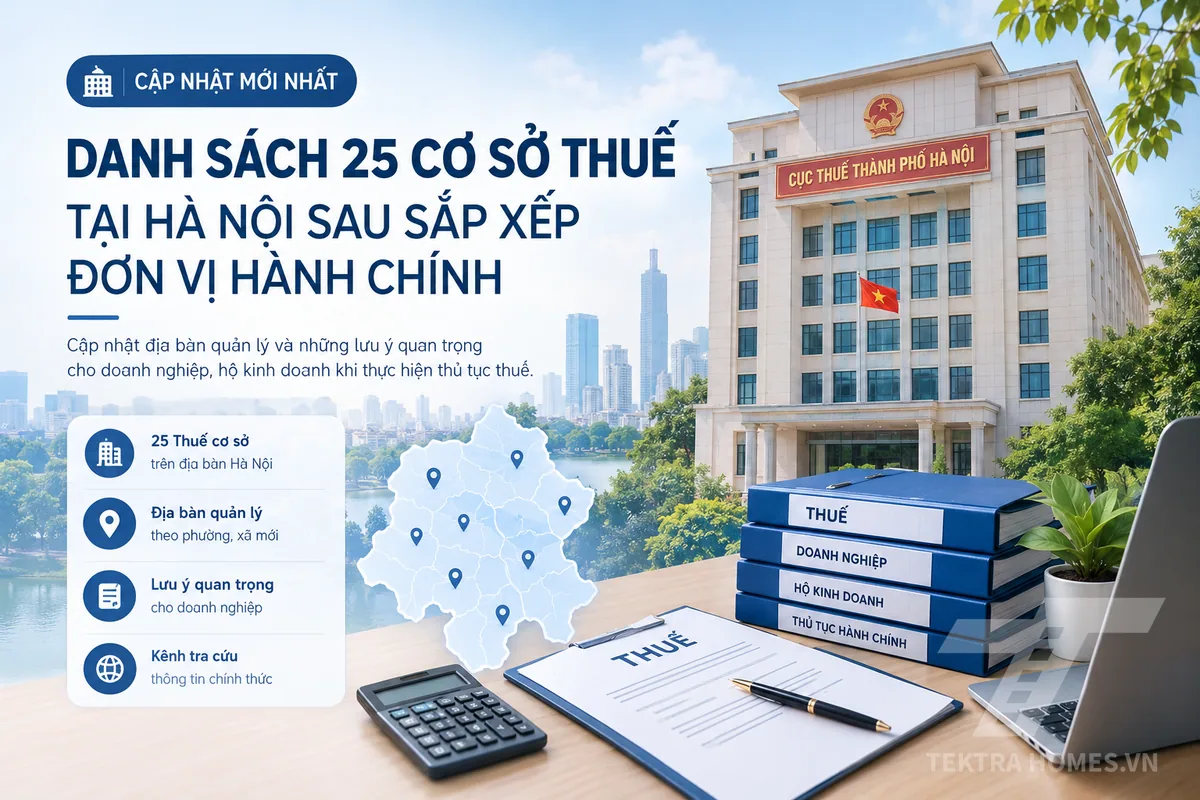 DANH SÁCH 25 CƠ SỞ THUẾ TẠI HÀ NỘI SAU SẮP XẾP ĐƠN VỊ HÀNH CHÍNH